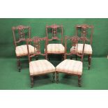Edwardian walnut framed part salon suite to comprise: chaise longue, single armchair, single tub