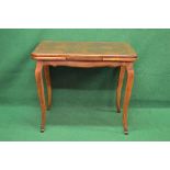 French marquetry topped drawer leaf table having shaped top, supported on square cabriole legs - 57"