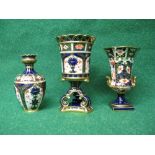 Group of three Royal Crown Derby Imari patterned vases of varying forms - 6" tall approx (tallest)