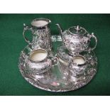 Five piece Arthur Wood teaset to comprise: teapot and stand, tall milk jug, cream jug and sugar bowl