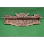 Oak carved single wall shelf bearing the initials MR and dated 1903 - 38" wide Please note