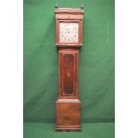 Matthens, Leighton, mahogany inlaid cased grandfather clock having silvered dial with black Roman