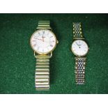 Longines gold plated gentleman's wrist watch on a sprung bracelet strap, stamped on reverse 27481437