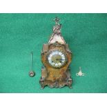 19th century Continental painted mantle clock having ormolu mounts with gilt metal and white
