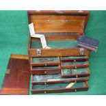 Mahogany engineers tool chest the top opening to reveal storage compartment, the front falling to