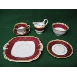 Grosvenor china Ye Olde English pattern tea set to comprise: twelve tea cups, saucers and side