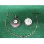 Silver cased half hunter pocket watch together with one other silver pocket watch and base metal