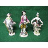 Group of three Continental porcelain figures the tallest being 7.25" tall Please note descriptions