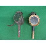 Two different carriage lamps, makers unknown - average height 16" Please note descriptions are not