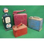 Eversure, Esso Blue Paraffin and one gallon fuel cans together with an ornamental wooden Castrol