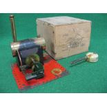 Bowman Models twin cylinder stationary steam plant with burner and removable chimney, contained in