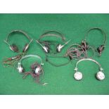 Five pairs of vintage headphones, all different, made by Sterling - London, SG Brown Ltd - London,