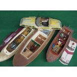 Three radio controlled models of motor cruisers of fibreglass, plastic and wood construction. All