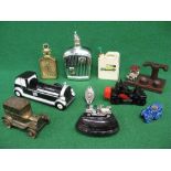 Quantity of desk ornament automobilia in various forms to include: vintage cars, radiators etc