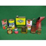 Nine assorted oil container and cans to include: Brito Cycle Lamp Oil, Lister Sepoyle Separator Oil,