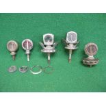 Three Boyce Motometer and two Wilmot-Breeden Calormeter radiator top indicators (for restoration)