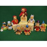 Nine Disney Beanie Pooh Bears in various outfits - average height 7" together with four boxed