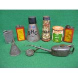 Assorted oil and grease cans to include an unopened Mobilube C SAE, 140 Gear Box Oil etc Please note
