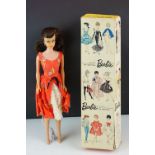 Boxed Mattel Barbie 850 Brunette Ponytail doll marked Midge to behind, tatty box, no shoes, gd