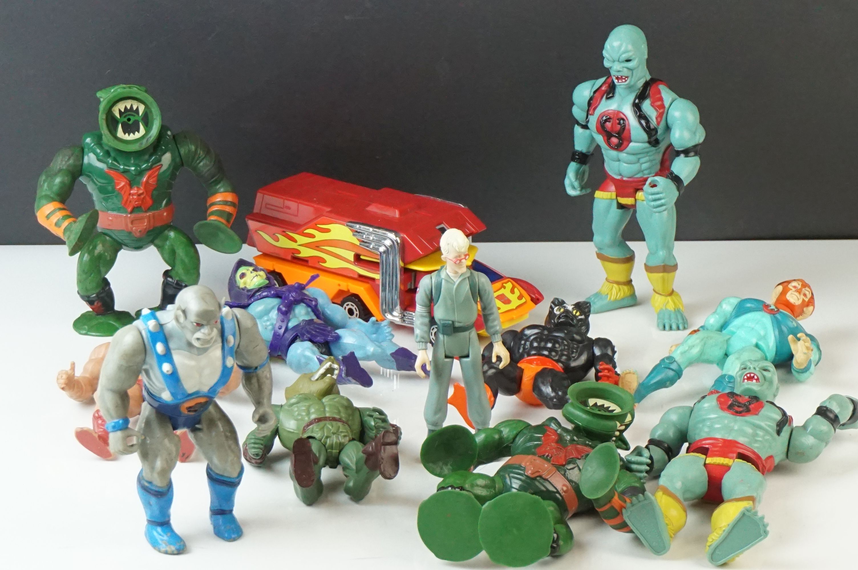 12 x Playworn circa 80's action figures to include Kenner The Real Ghostbusters Egon, 6 x Mattel