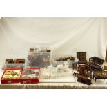 Large collection of various dolls house furniture and accessories, mainly contemporary wooden