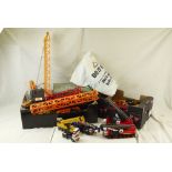 16 x Playworn diecast and plastic construction models to featuring Corgi, Dinky, etc, plus remote