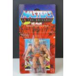 He Man - Carded original Mattel He-Man Masters of the Universe He-Man action figure, tears and bends