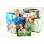 Approx. 20 x contempory dolls with porcelain heads and limbs, plus eight plastic doll and three