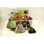 Quantity of small -mid sized vintage dolls featuring china, cloth, primitive, celluloid and
