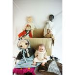 Quantity of various vintage dolls to include cloth, plastic and china headed, condition varies