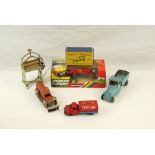 Group of mid 20th C tin plate models to include Haji (Japan) Gasoline Tanker, Gely (Germany)Brush