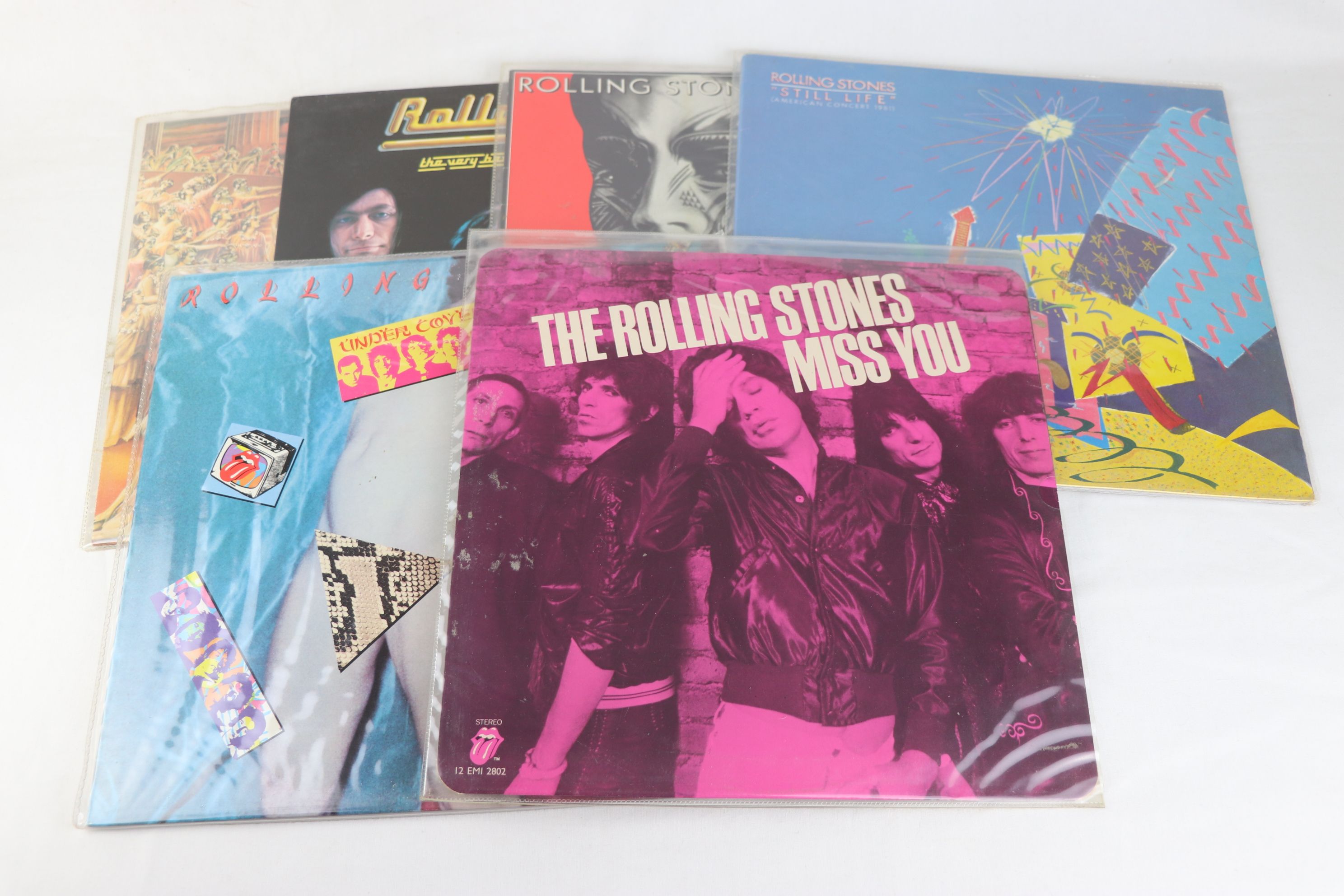 Vinyl - Five The Rolling Stones LPs plus a pink coloured Miss You 12", LPs include Rolled Gold,