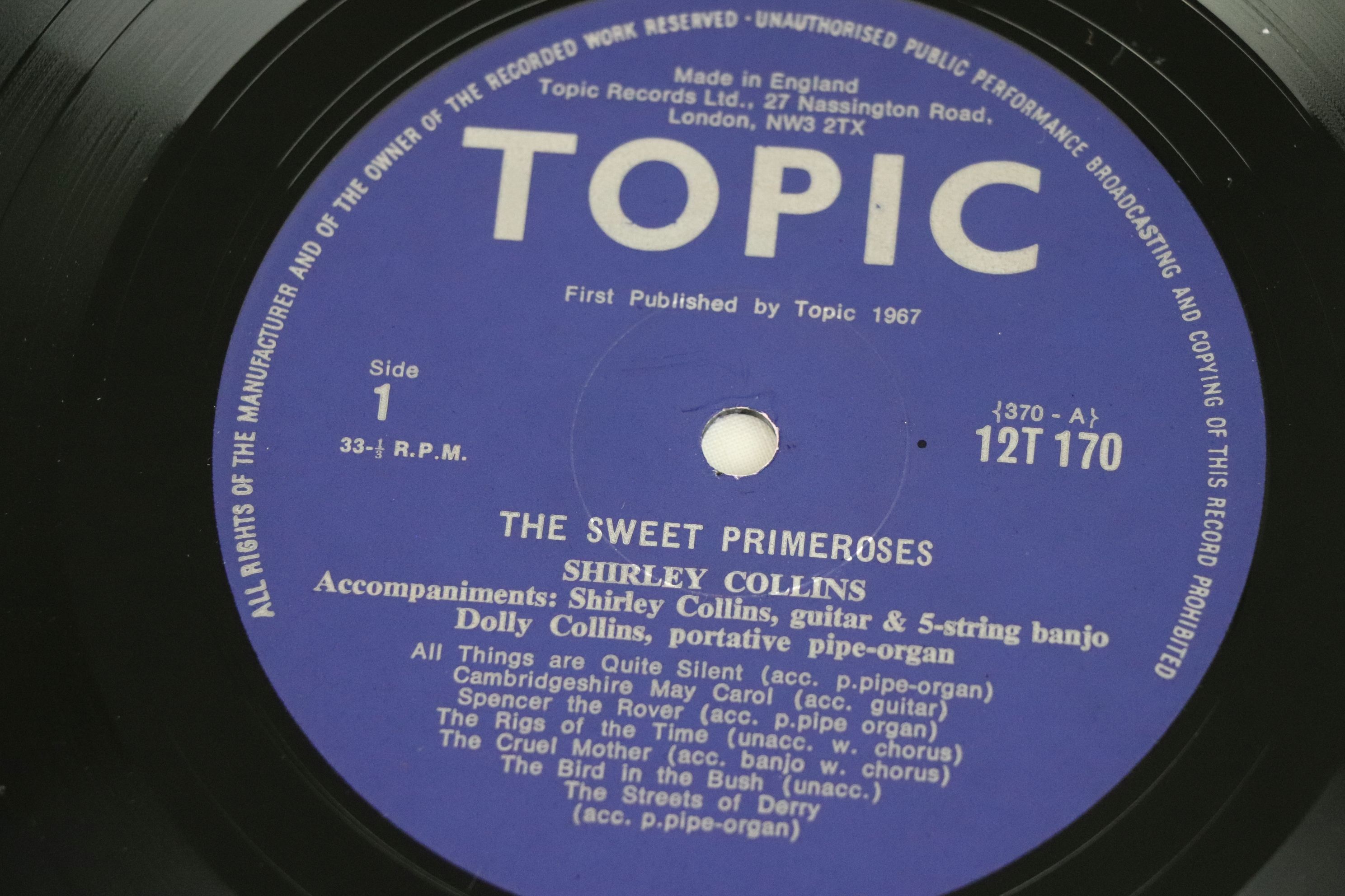 Vinyl - Shirley Collins The Sweet Primeroses (Topic 127170) Blue Topic label but likely later - Image 4 of 6