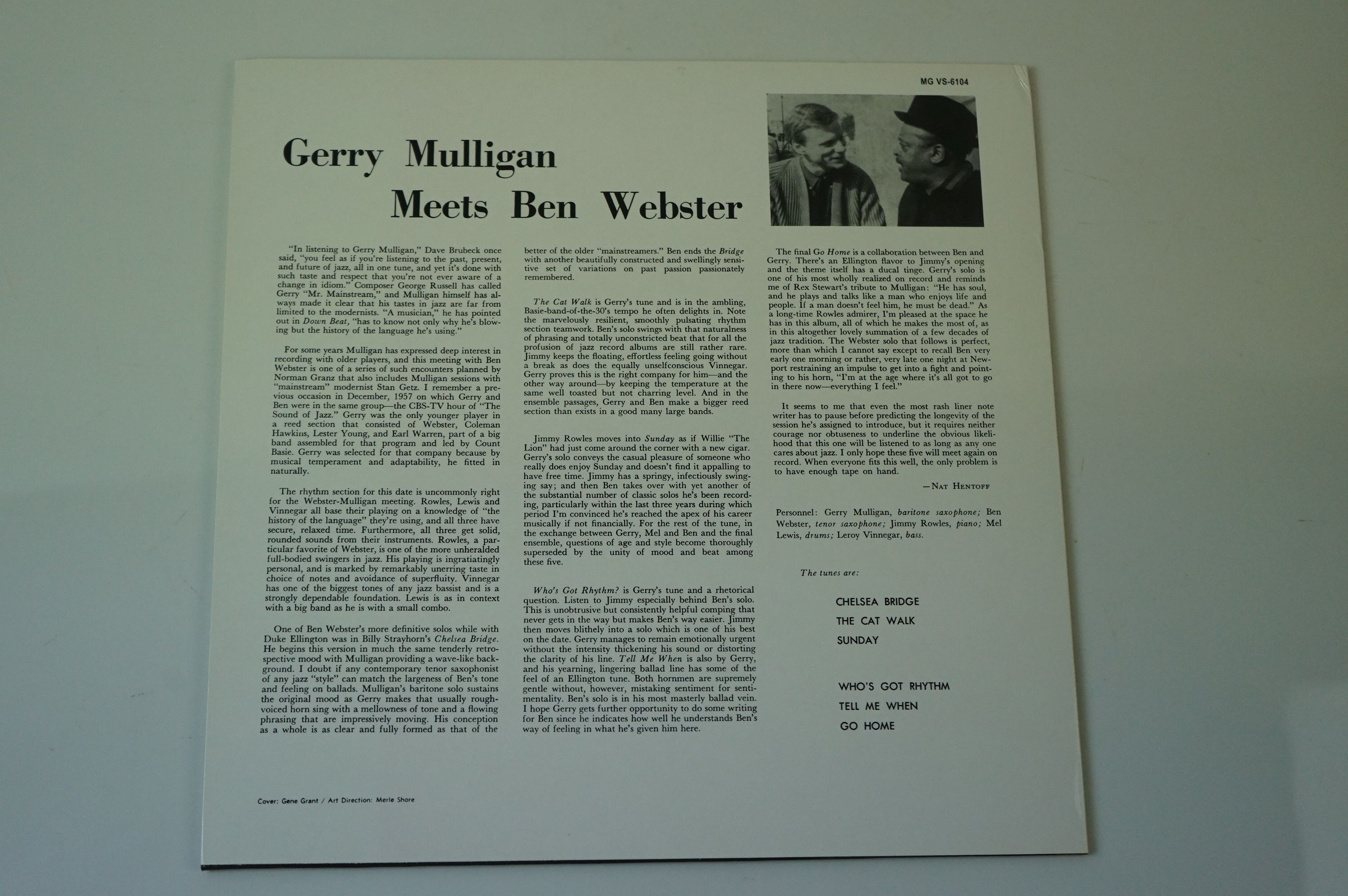 Vinyl - Gerry Mulligan Meets Ben Webster (Verve Records MG VS-6104) stereo remastered LP on 180gm - Image 2 of 4