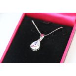 Silver and Pear shaped CZ Pendant Necklace on Silver Chain
