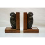 Pair of Bookends with carved penguin figures