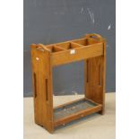 Early 20th century Arts and Crafts Pale Oak Three Section Stickstand with metal drip tray, 54cms