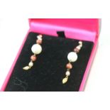 Pair of Yellow Gold and Hardstone Drop Earrings