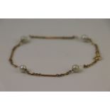 9ct Yellow Gold and Cultured Pearl Bracelet