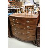 Early 20th century Mahogany Bow Fronted Chest of Two Short over Three Long Drawers, raised on