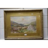 E Ward Bussell, Late 19th century Watercolour of rural moorland scene, signed, 31cms x 48cms.