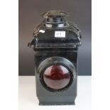 ' The Adlake Non Sweating Lamp ' Railway Lamp, with red bullseye glass lens, 1940's, 39cms high