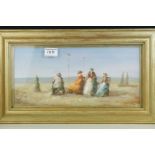 Gilt Framed Oil Painting of a Victorian Beach gathering