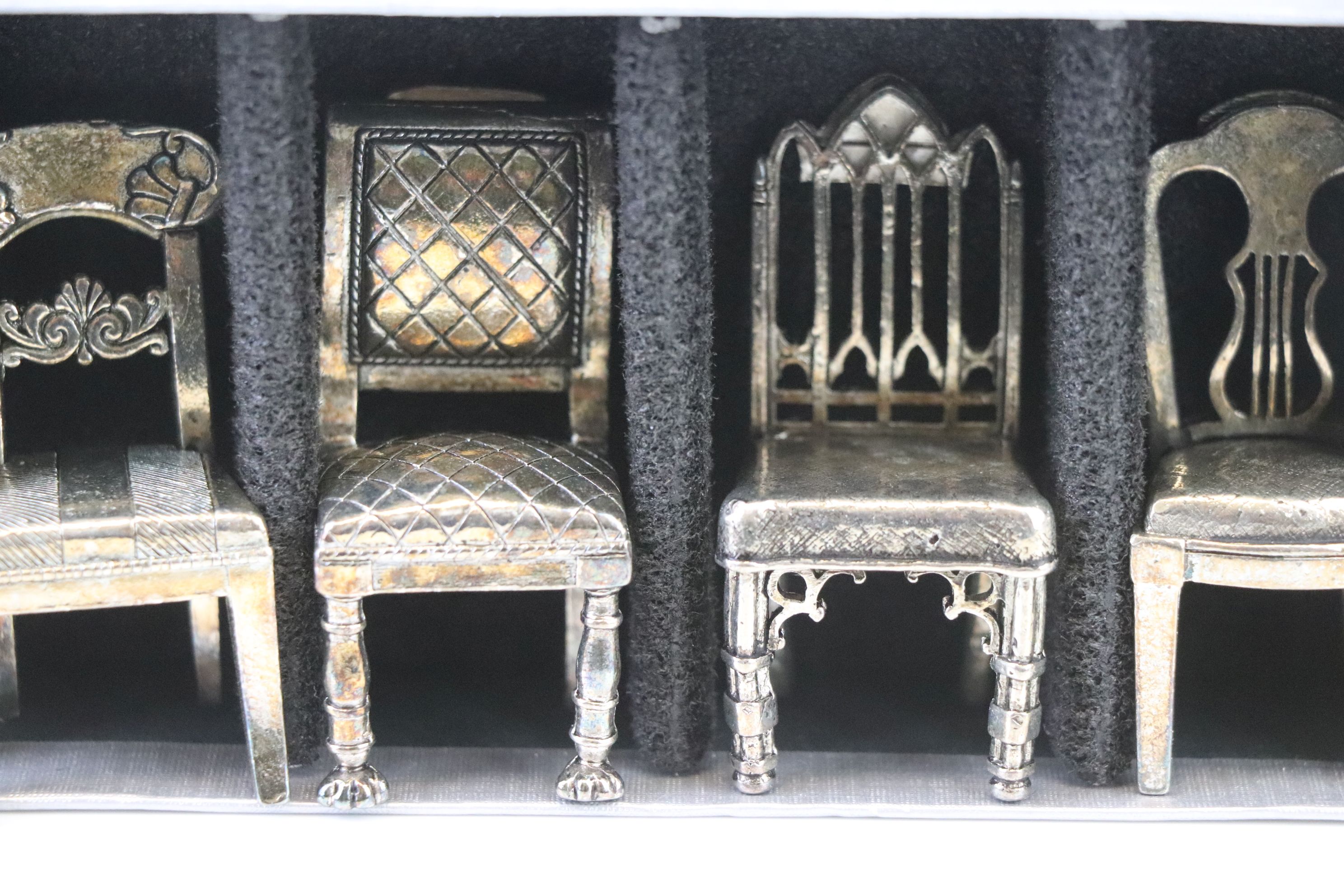 Set of Six Silver Plate Menu / Card Holders in the design of Chairs - Image 4 of 7
