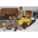 Mixed lot of Vintage Toys including a large 19th century style Wooden Peg Doll, 43cms high, other