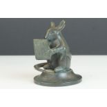 Bronze Figure of a Mouse reading a Book, 9cms high