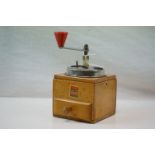 Vintage Czechoslovakian Pine Coffee Grinder with bakelite handle