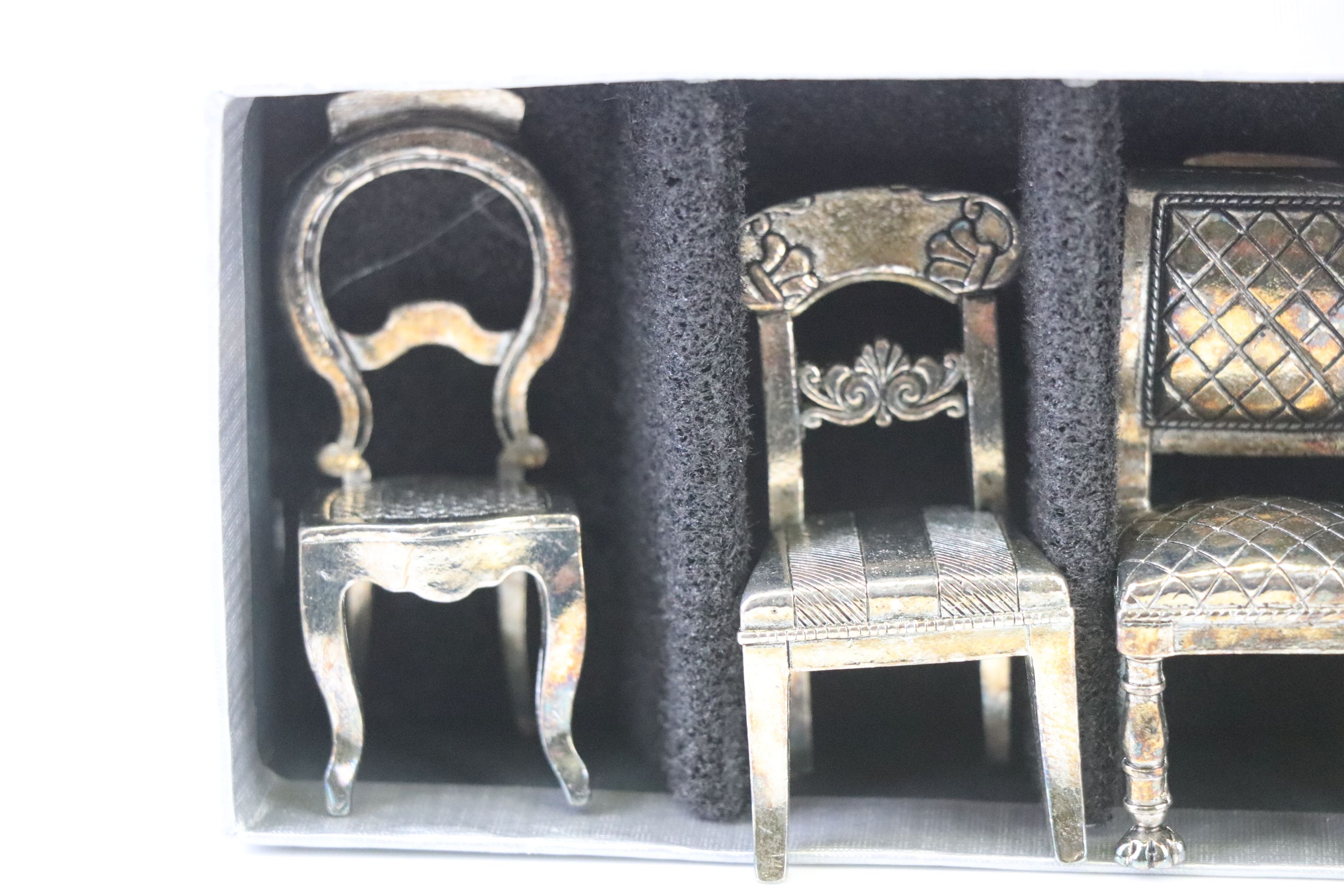 Set of Six Silver Plate Menu / Card Holders in the design of Chairs - Image 2 of 7