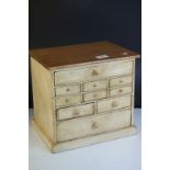 Vintage Rustic Ten Drawer Table Top Pine Watch Makers Cabinet