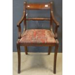Regency Style Elbow Chair with Twisted Back Rail